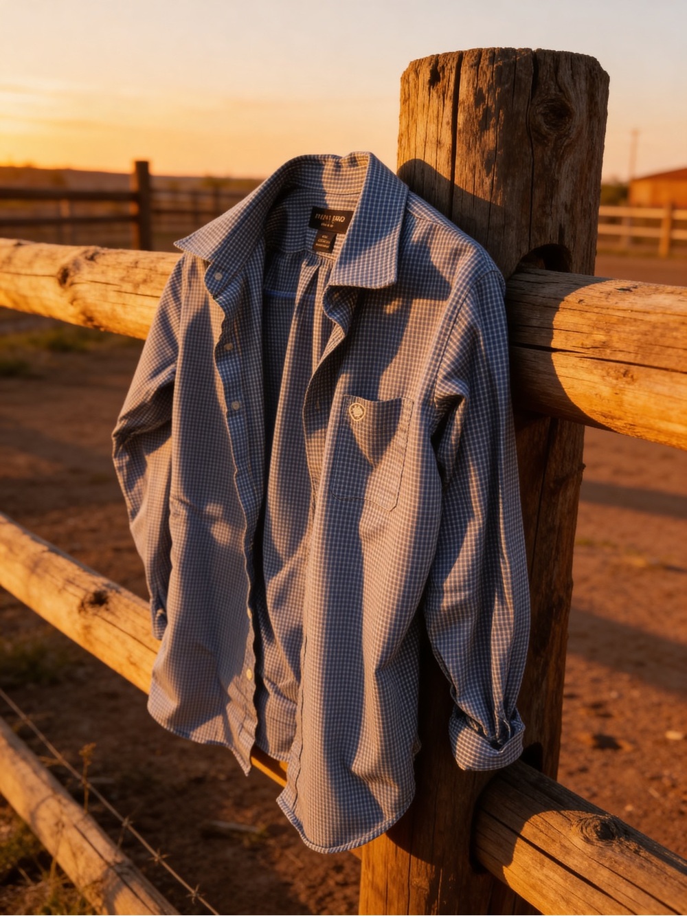 Ariat long sleeve  Blue Check Button-Up Shirt boys size 18